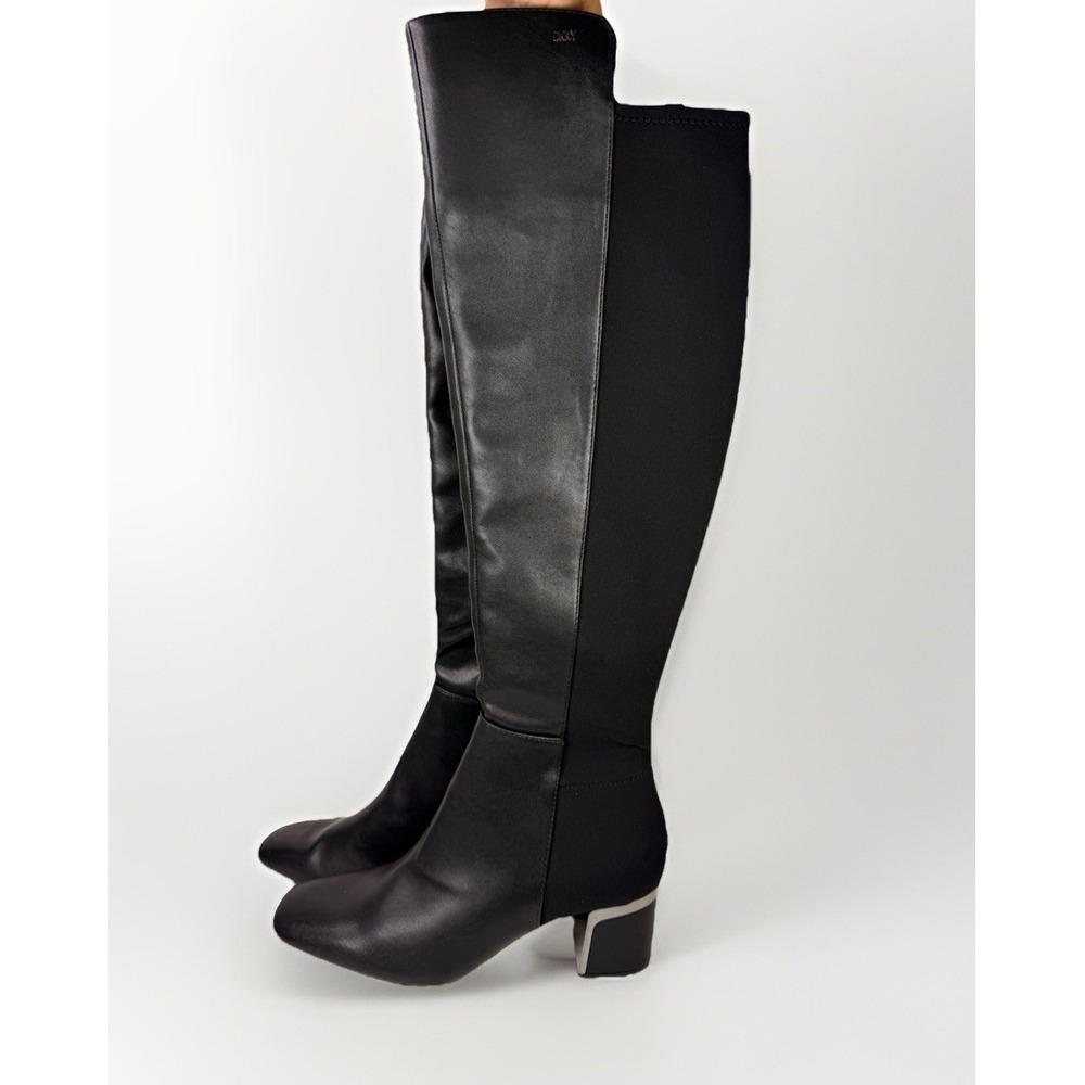 DKNY Chandrah Over The Knee Boots Black‎ Block Heel Square Toe Womens 10M